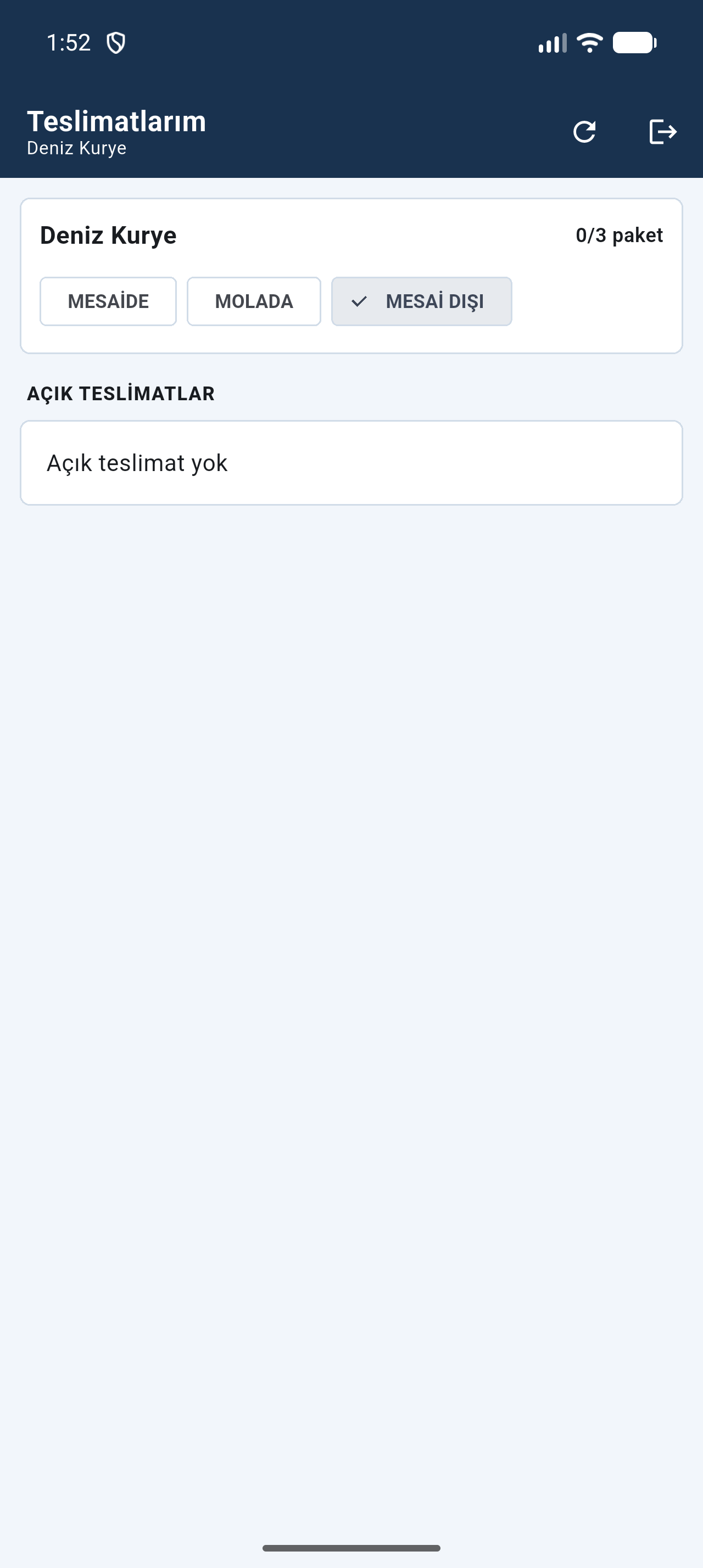 RBACSOFT Kurye ekranı